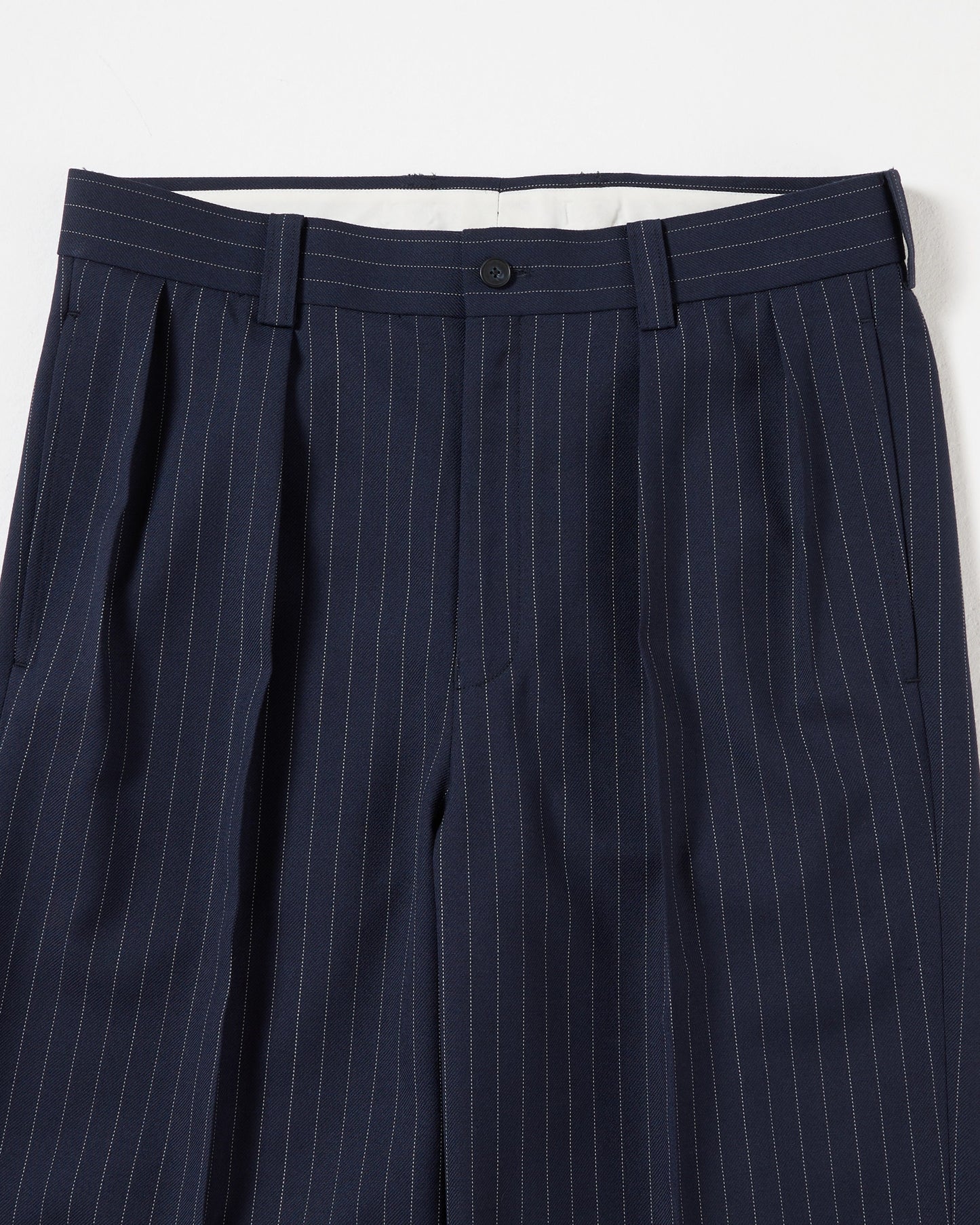 TW twill wide straight trousers (Stripe navy)