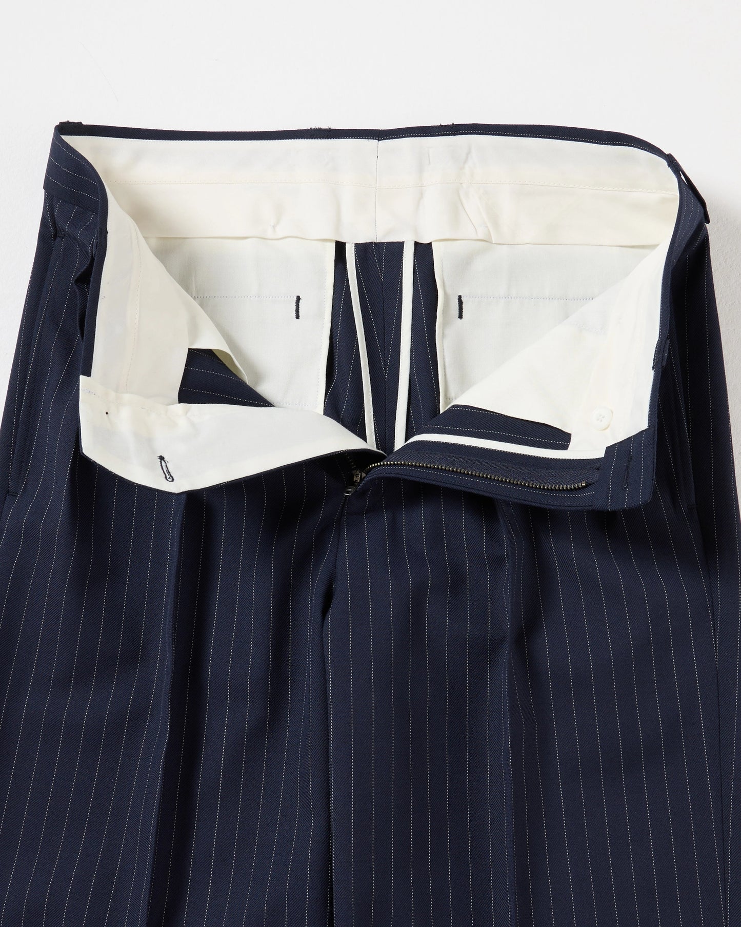 TW twill wide straight trousers (Stripe navy)