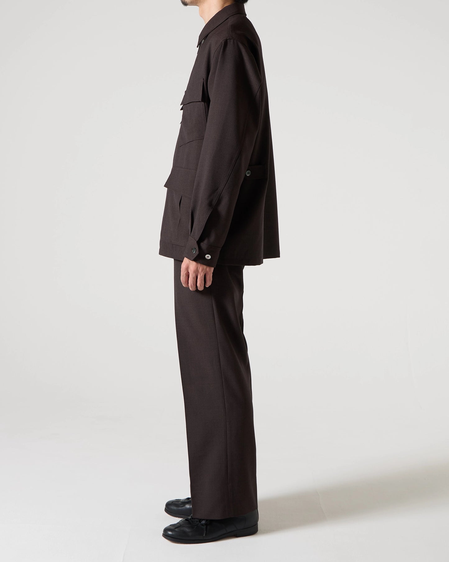 TW twill dress fatigue shirt jacket (Brown)