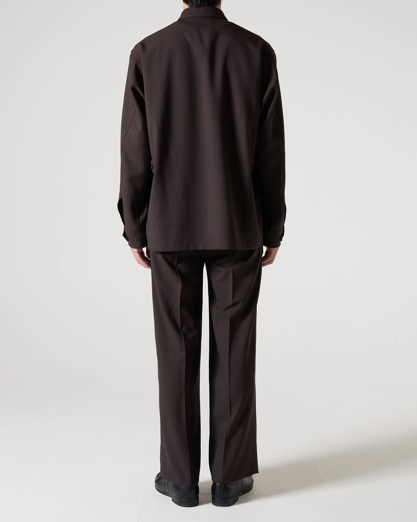 TW twill wide straight trousers (Brown)