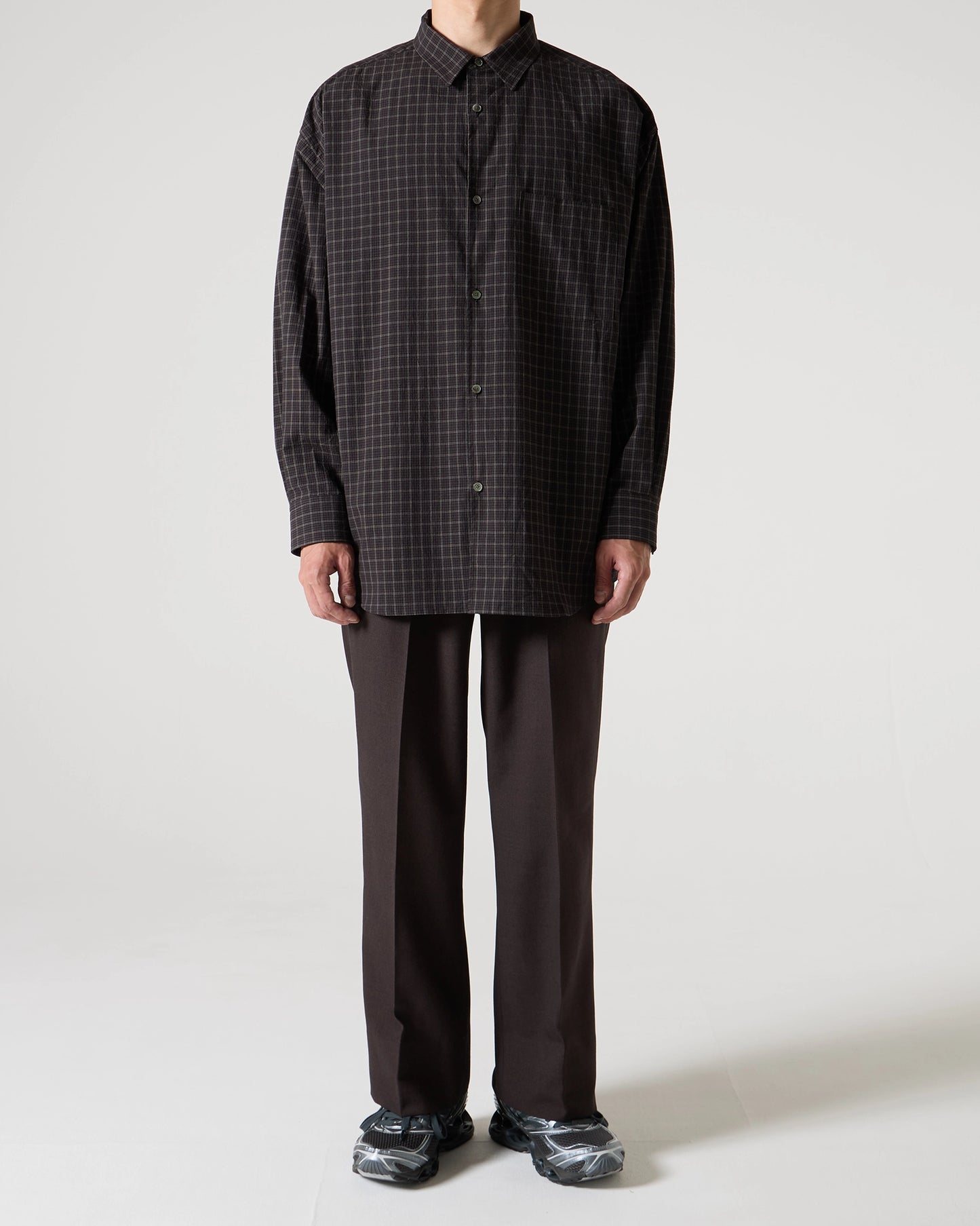 Organic cotton mini check shirt (Black)
