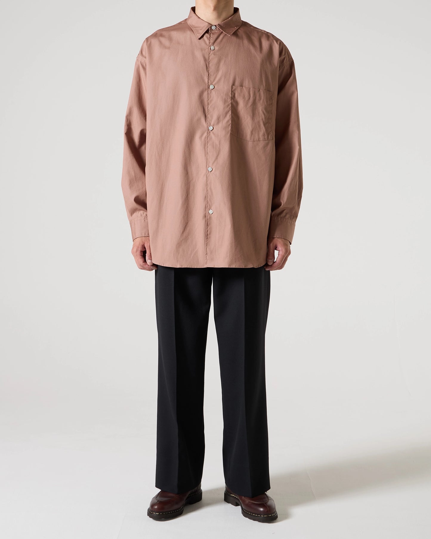100/2 broad regular collar shirt (Pink brown)