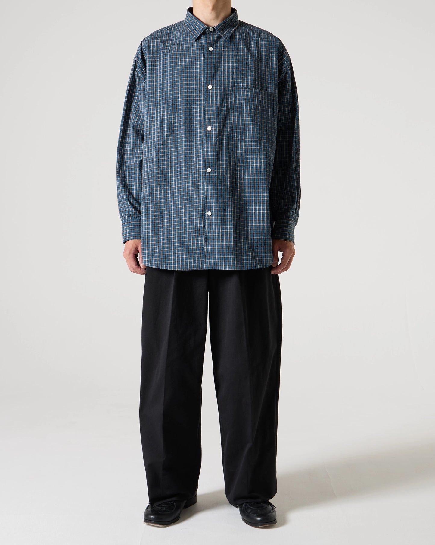 Organic cotton mini check shirt (Blue)