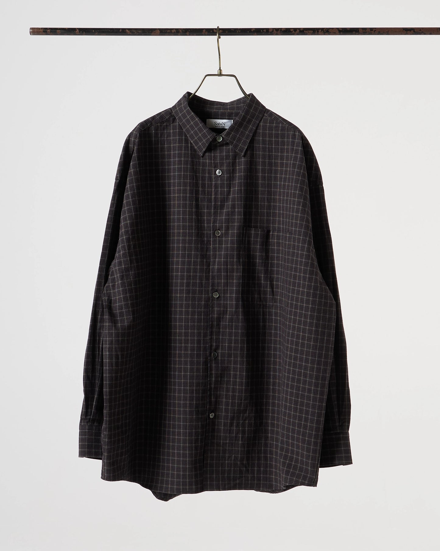 Organic cotton mini check shirt (Black)