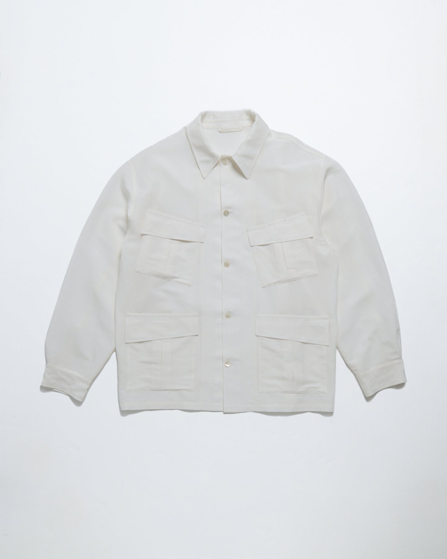 Linen mix dress fatigue shirt jacket (White)