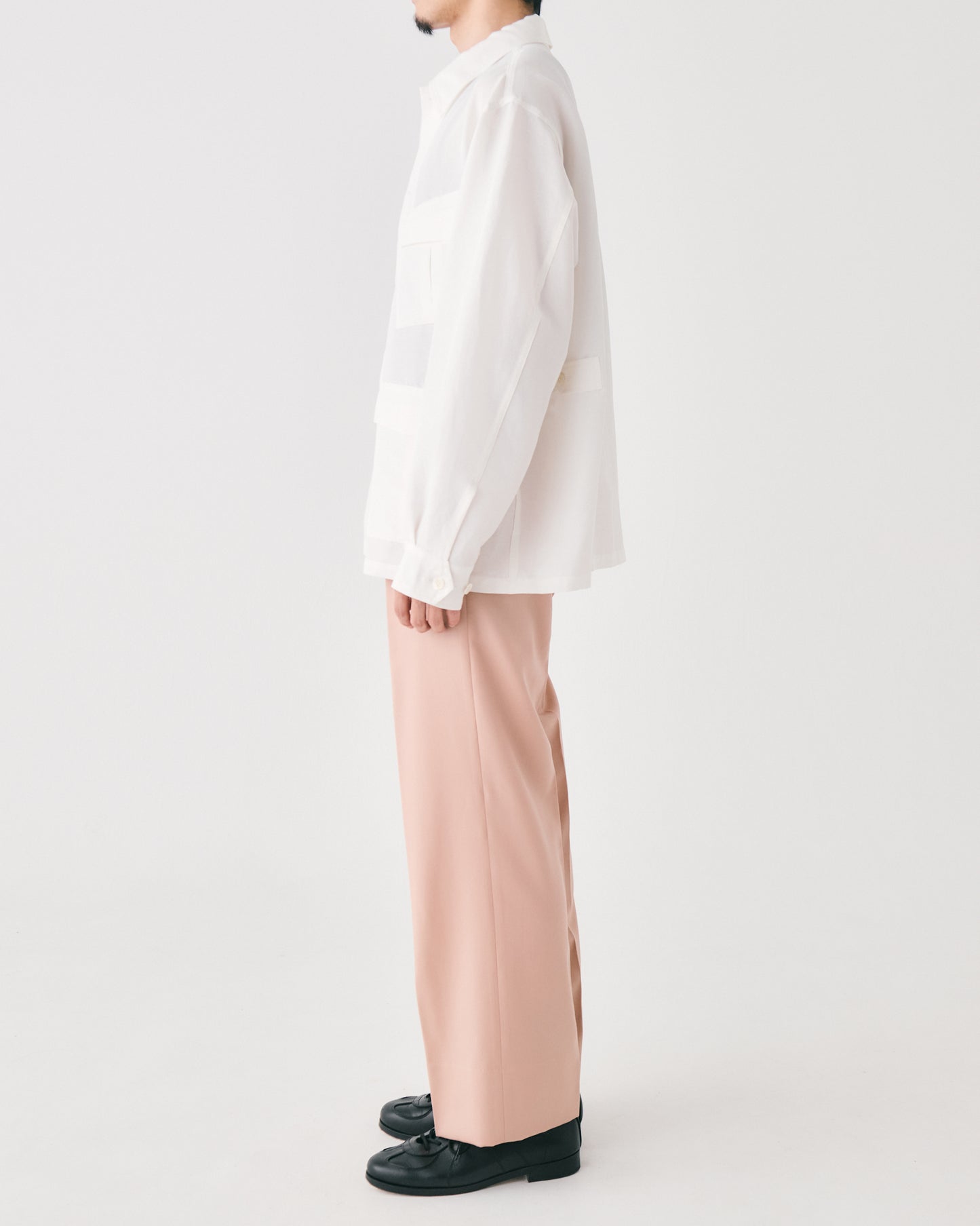 Grampians wool wide trousers (Pink beige)
