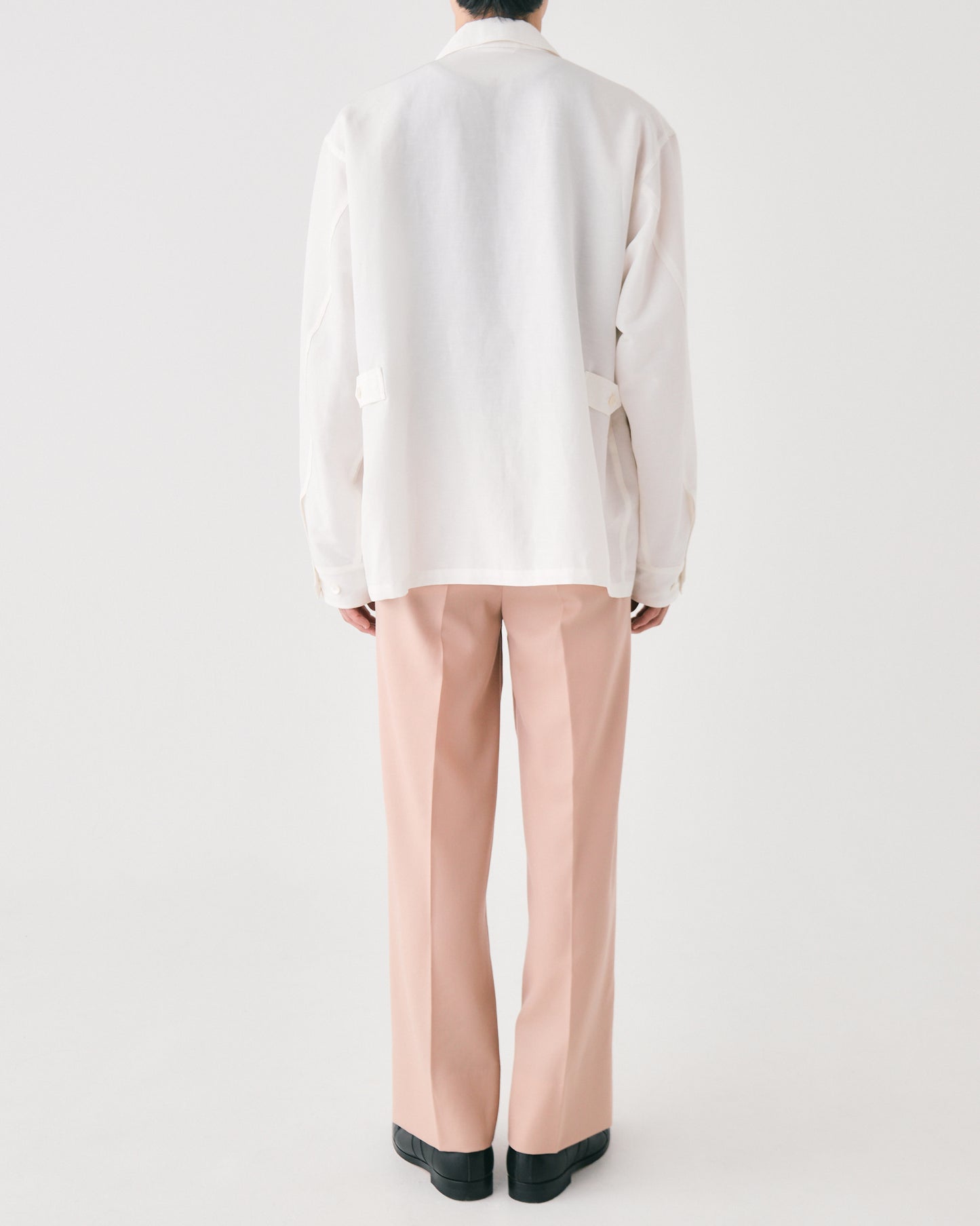 Grampians wool wide trousers (Pink beige)