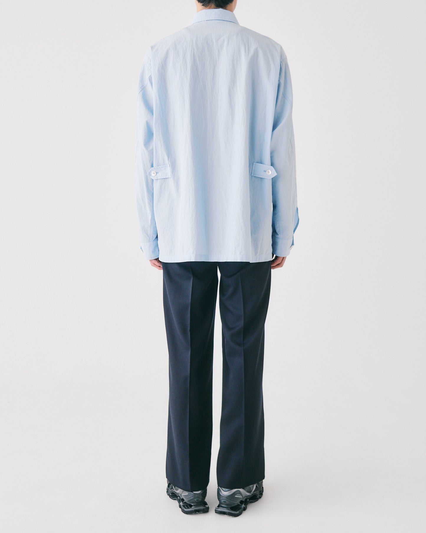 Cotton dress fatigue shirt jacket(Blue stripe)