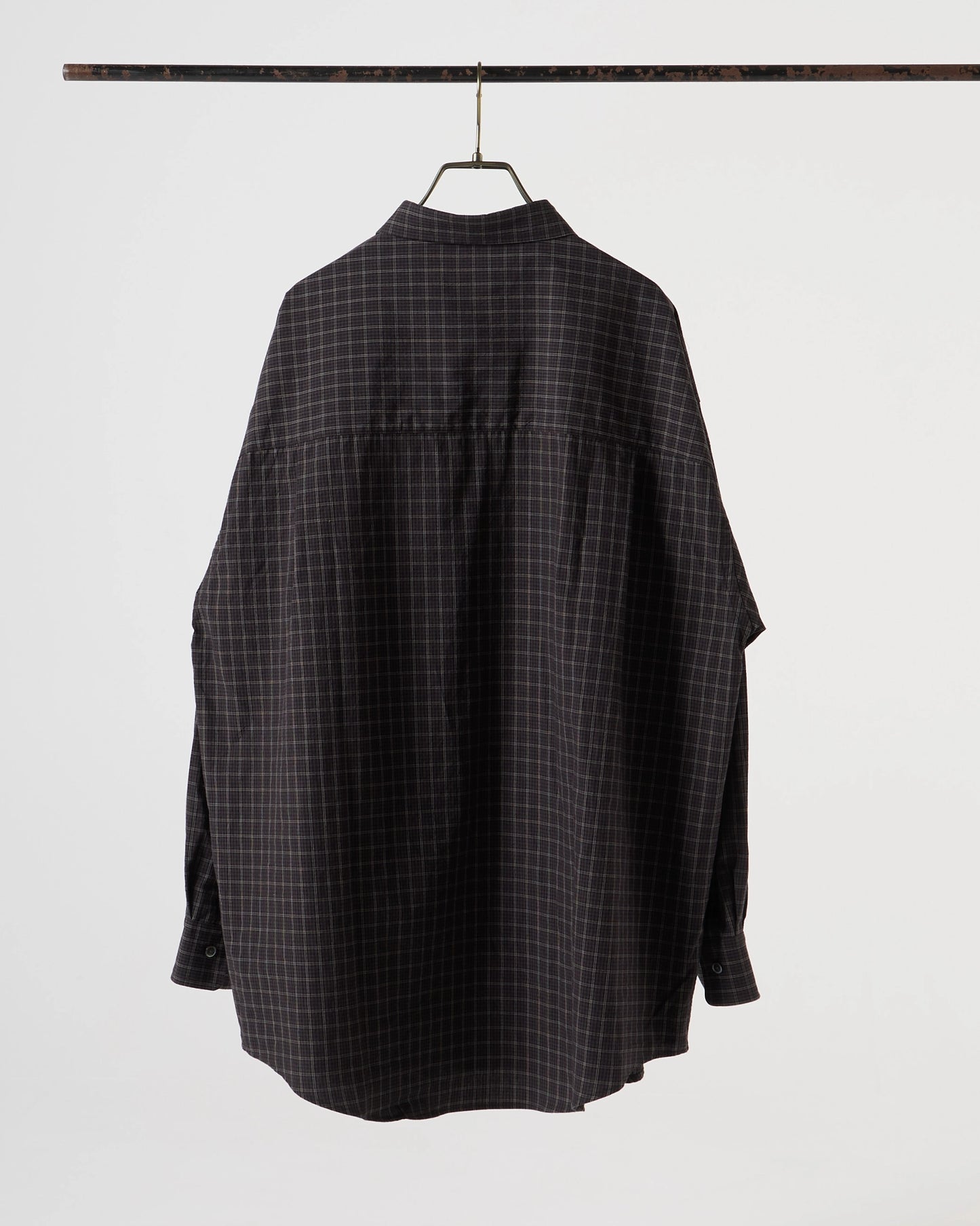 Organic cotton mini check shirt (Black)