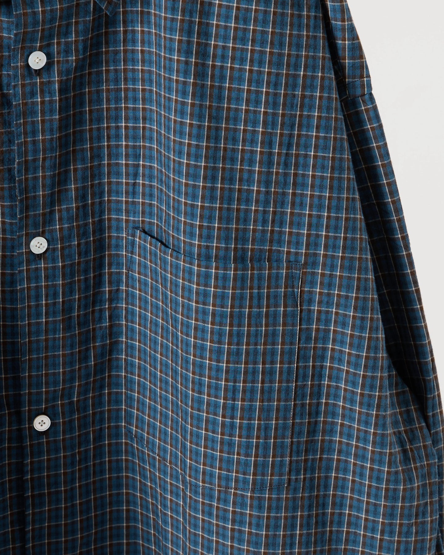 Organic cotton mini check shirt (Blue)