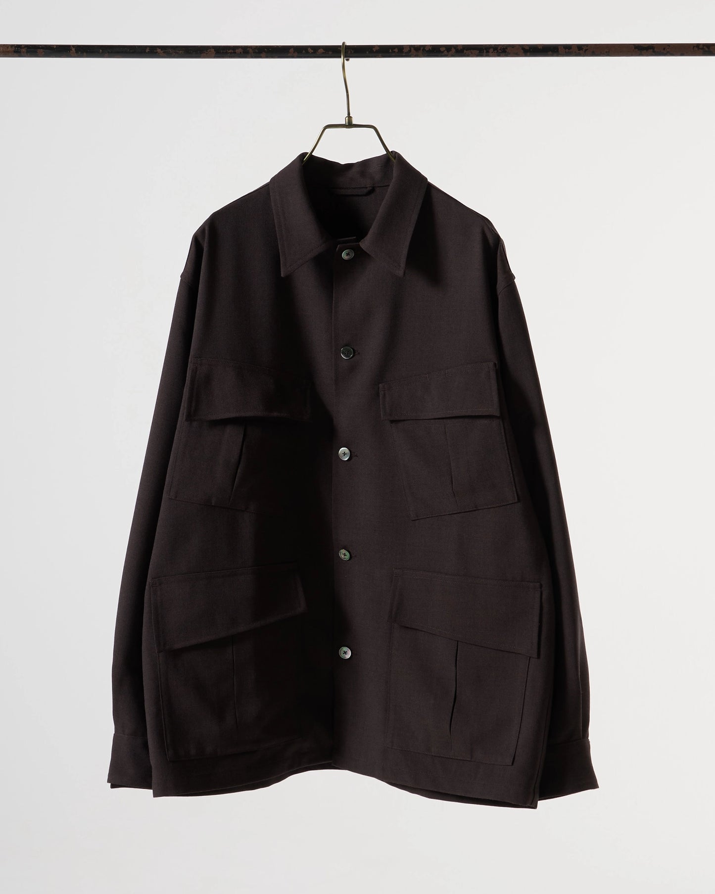 TW twill dress fatigue shirt jacket (Brown)