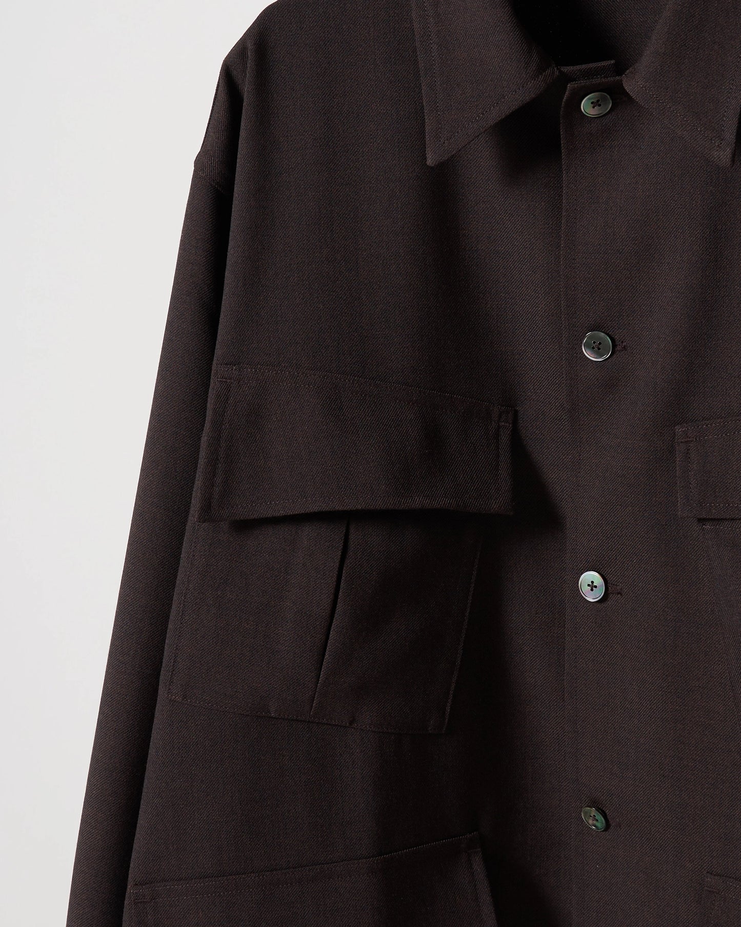 TW twill dress fatigue shirt jacket (Brown)