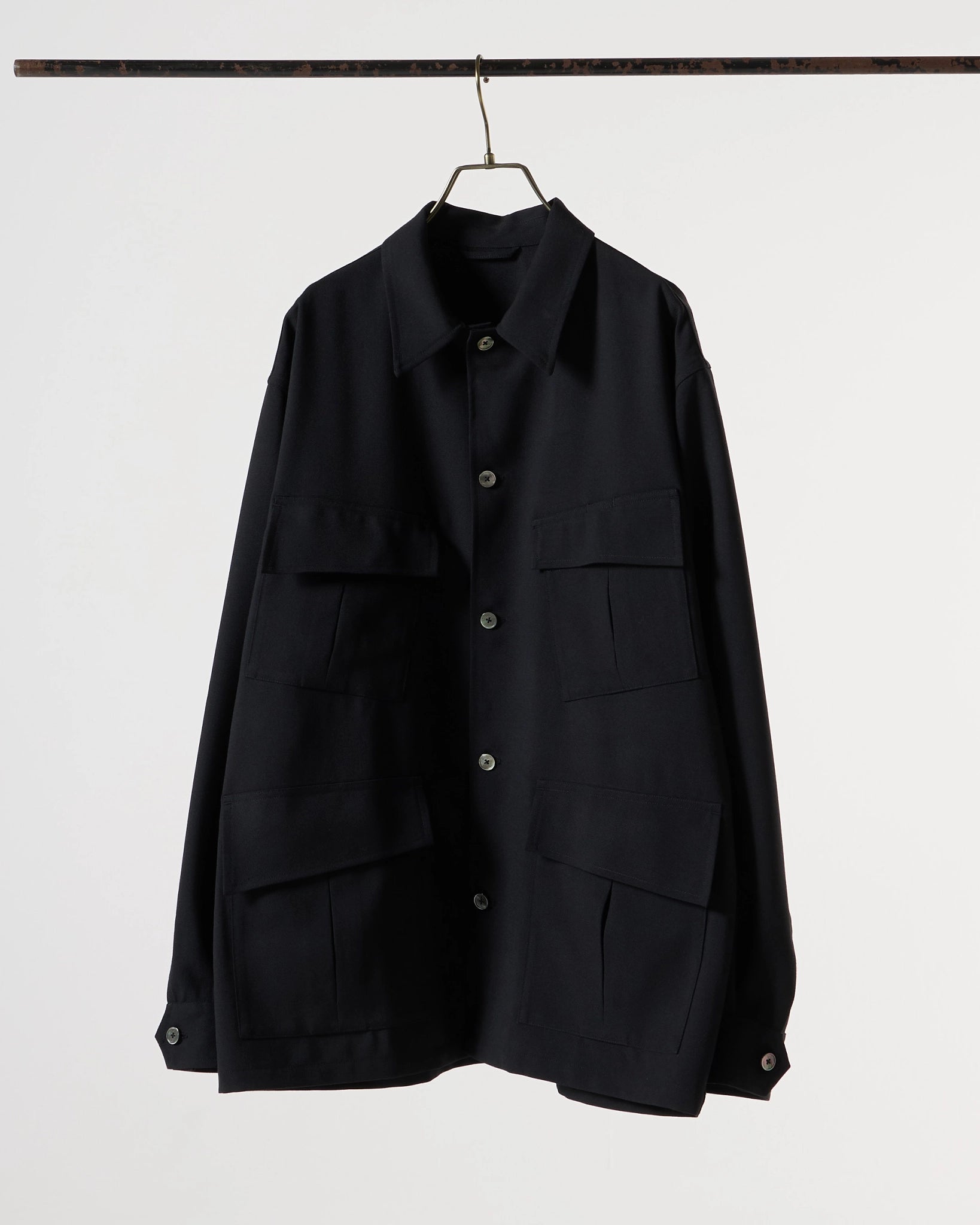 TW twill dress fatigue shirt jacket (Black) – SabiN