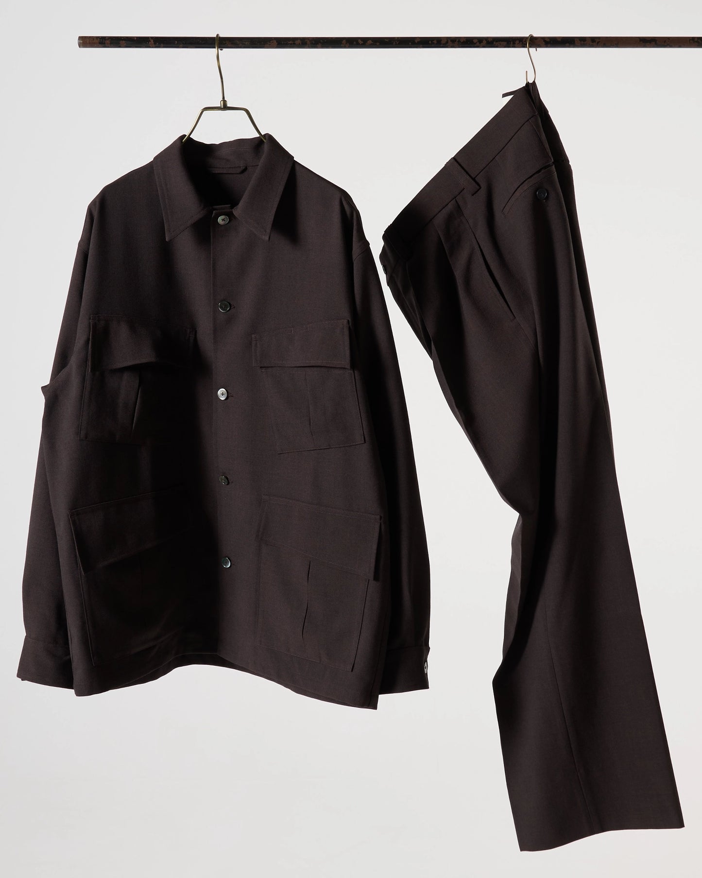 TW twill dress fatigue shirt jacket (Brown)