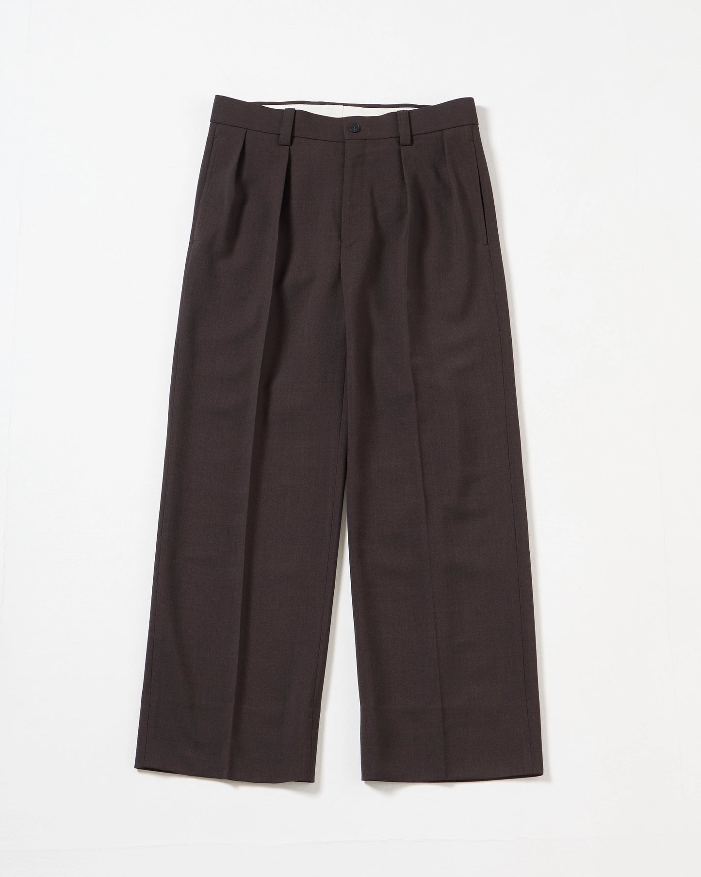 TW twill wide straight trousers (Brown)