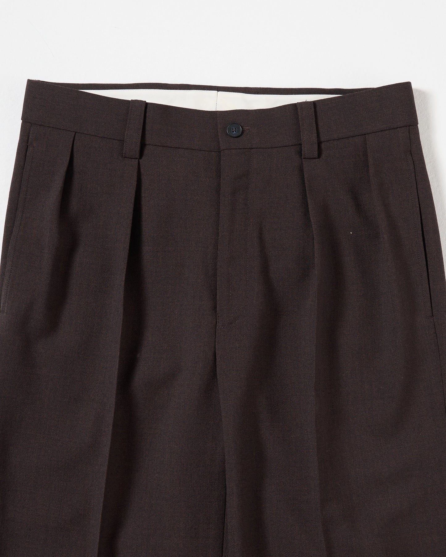 TW twill wide straight trousers (Brown)