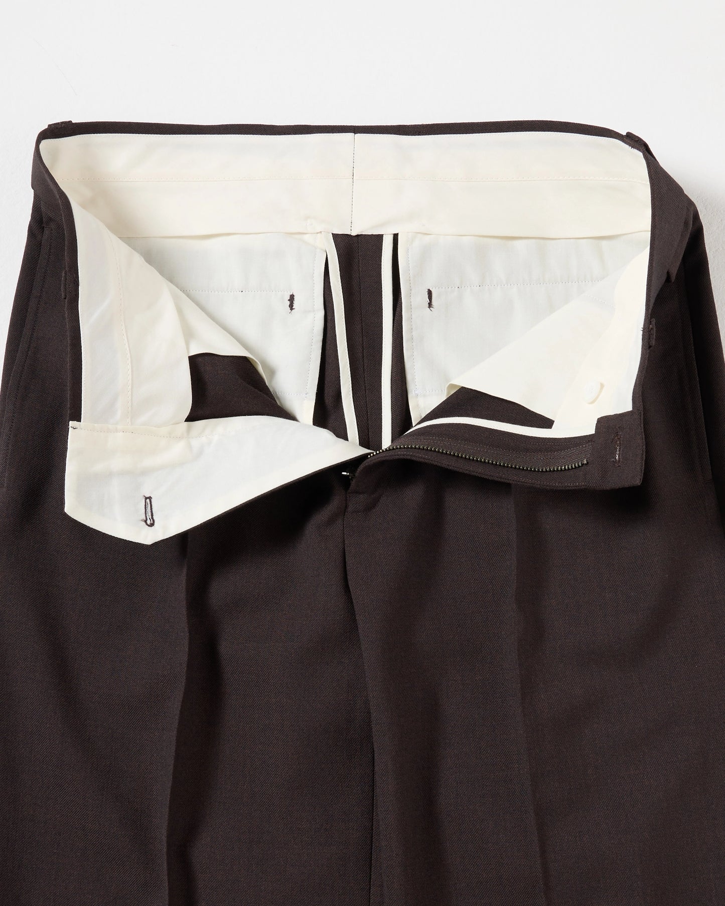 TW twill wide straight trousers (Brown)