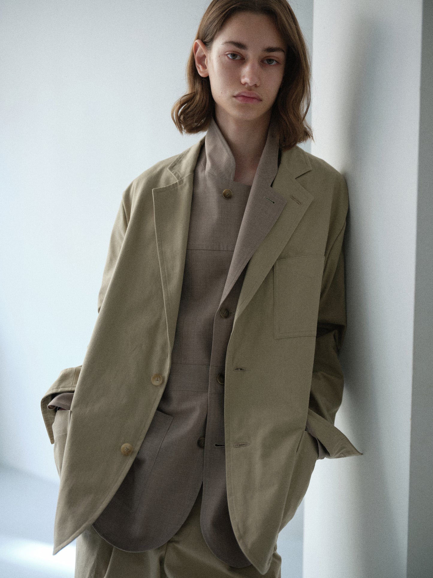 Cotton Cordura twill chino jacket (Beige)
