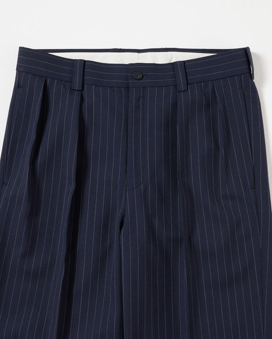 TW twill wide straight trousers (Stripe navy)