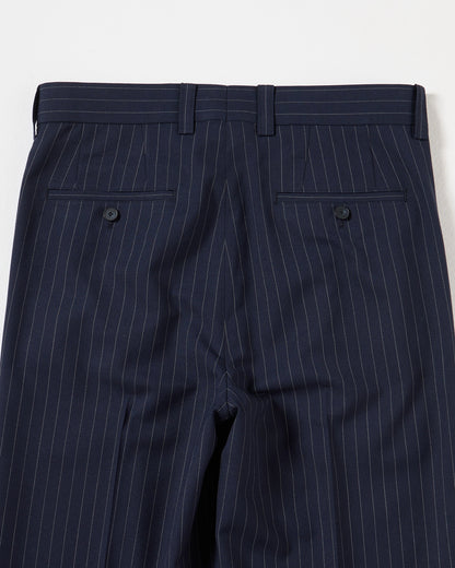 TW twill wide straight trousers (Stripe navy)