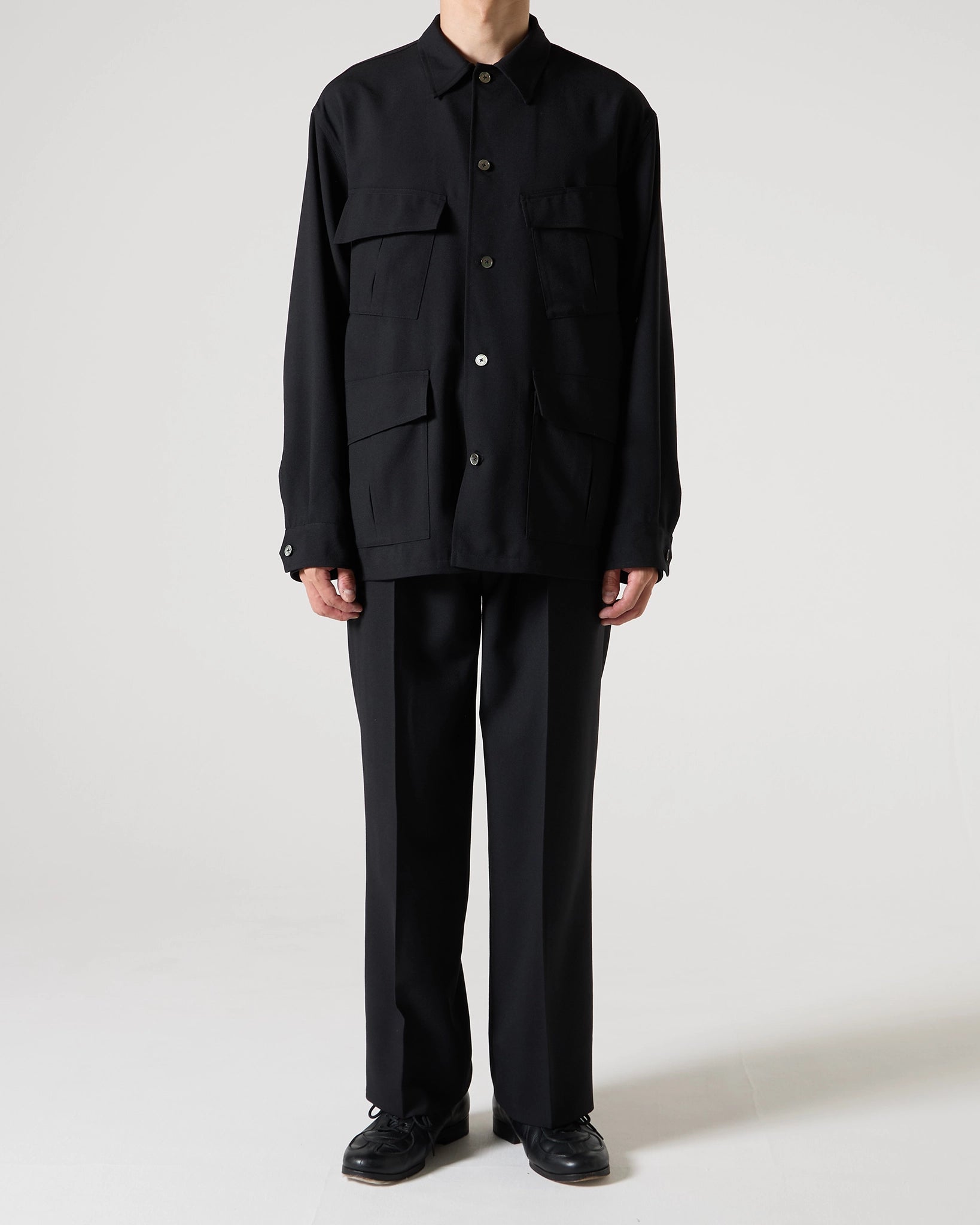 TW twill dress fatigue shirt jacket (Black) – SabiN