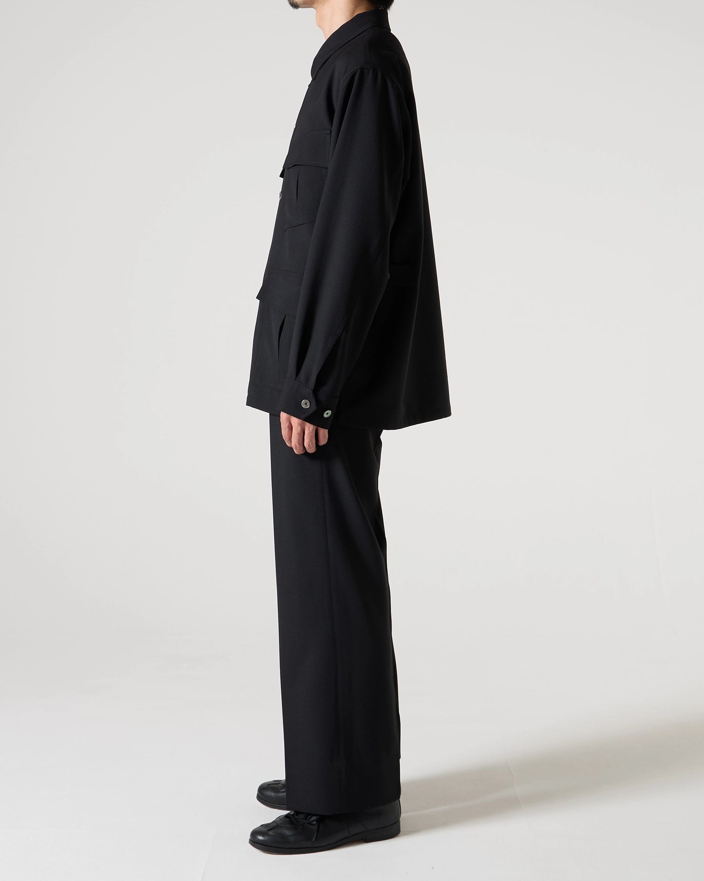 TW twill dress fatigue shirt jacket (Black)