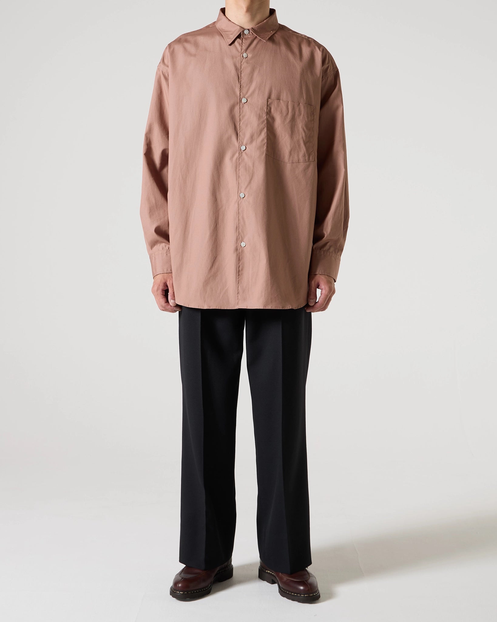 100/2 broad regular collar shirt (Pink brown) – SabiN
