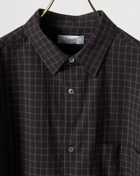 Organic cotton mini check shirt (Black)