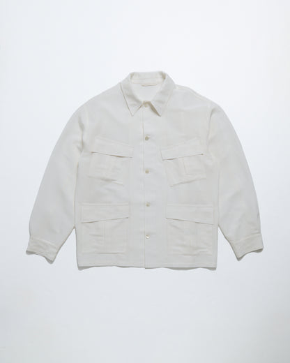 Linen mix dress fatigue shirt jacket (White)