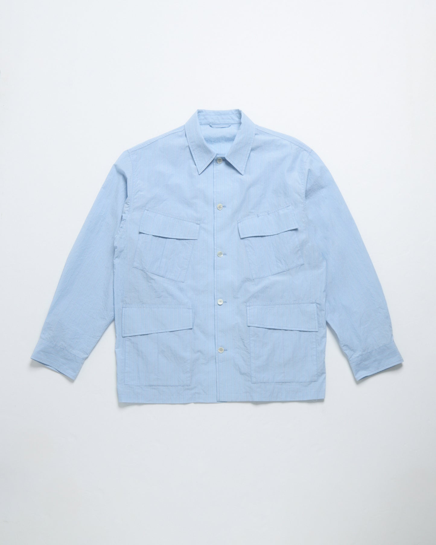 Cotton dress fatigue shirt jacket（Blue stripe）