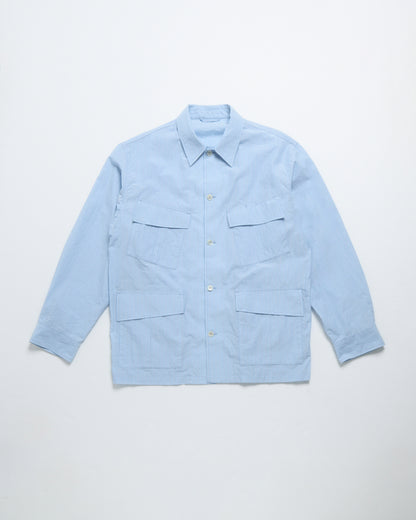 Cotton dress fatigue shirt jacket（Blue stripe）