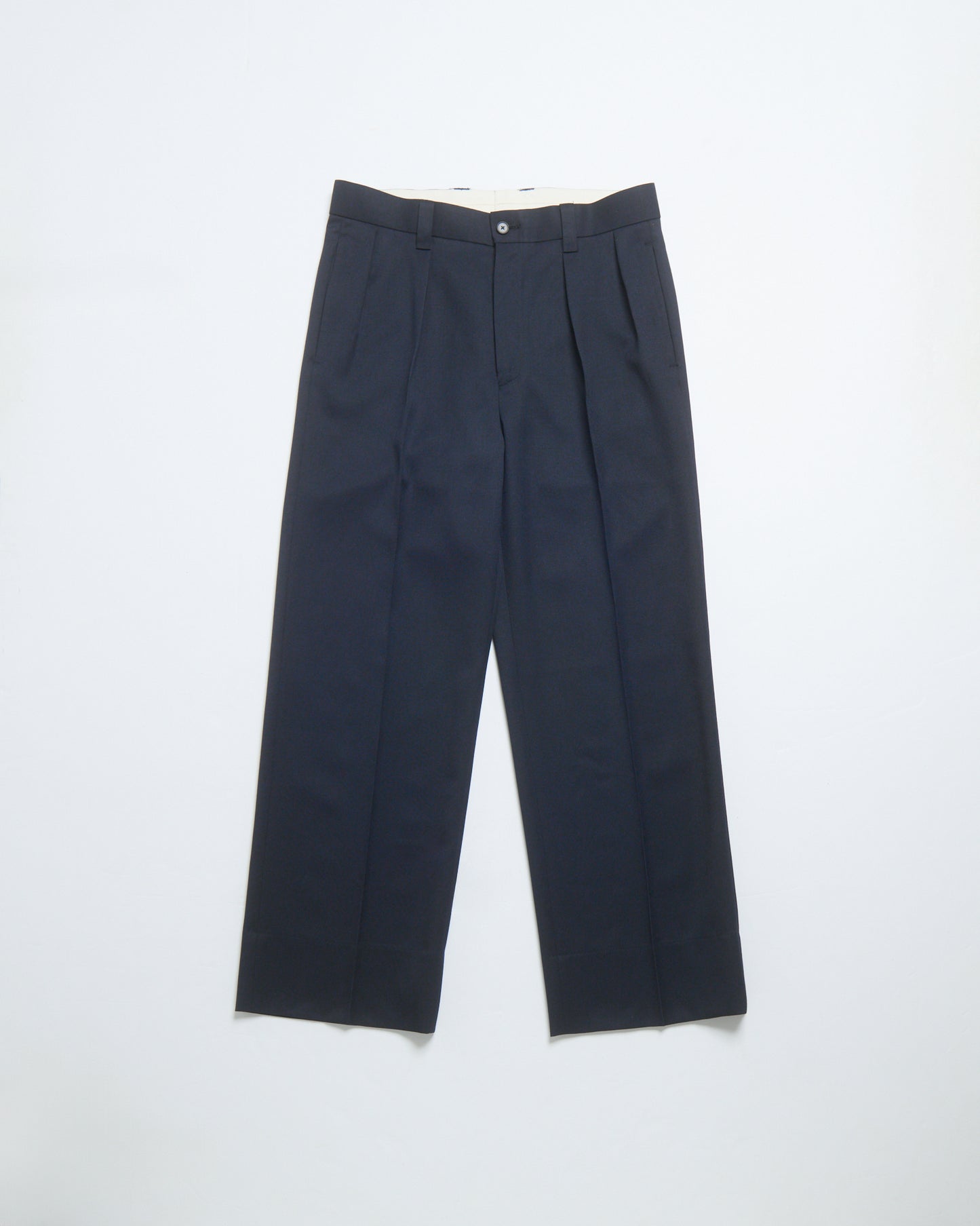 Grampians wool wide trousers (Navy)