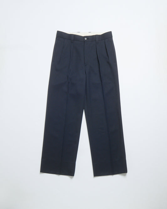 Grampians wool wide trousers (Navy)