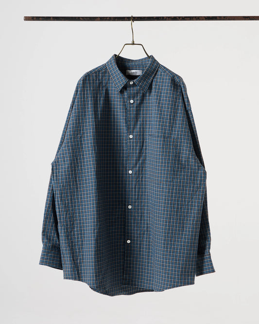 Organic cotton mini check shirt (Blue)