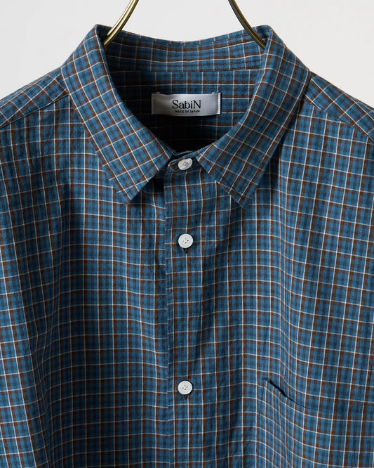 Organic cotton mini check shirt (Blue)
