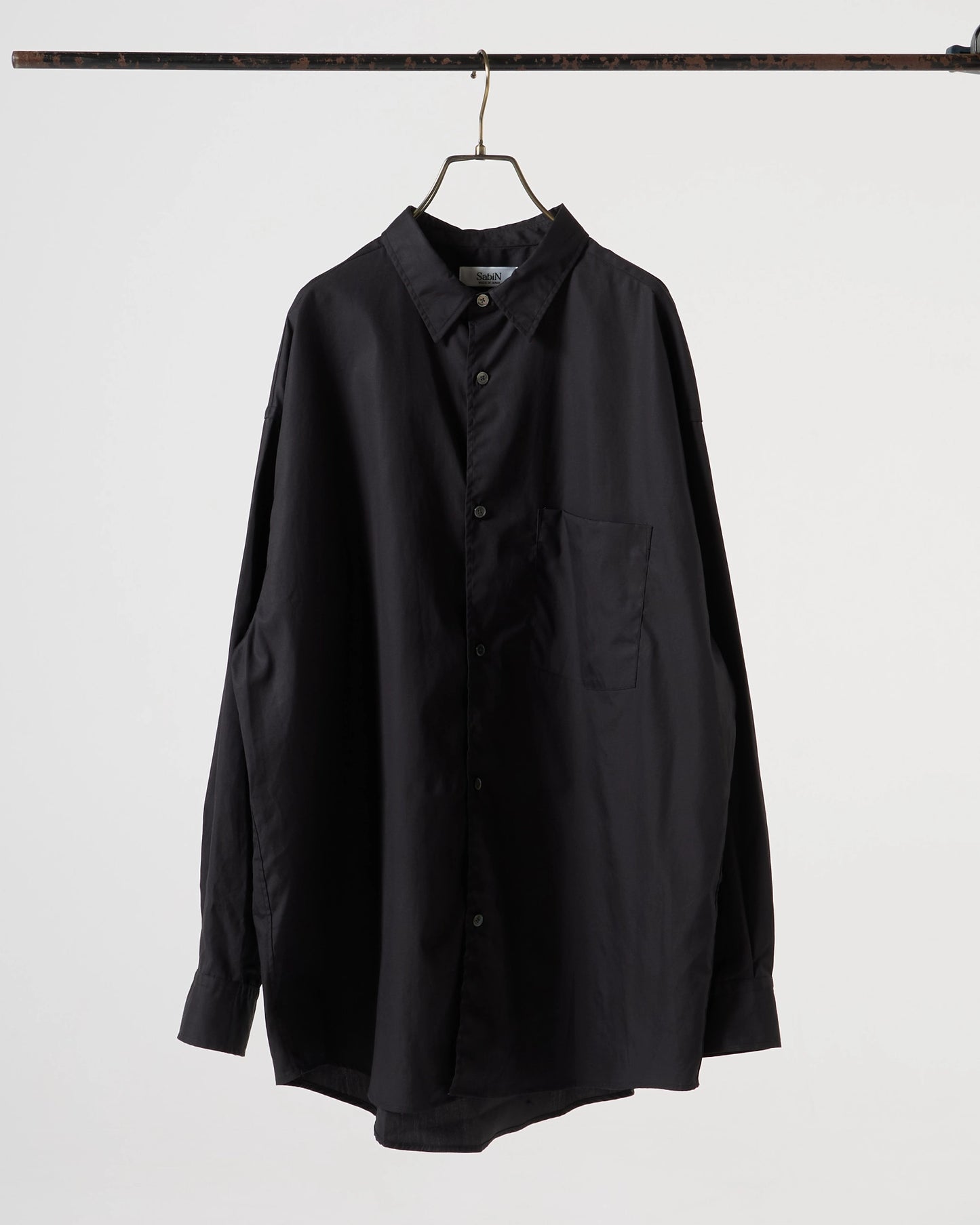 100/2 broad regular collar shirt (Black)
