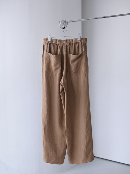 Linen rayon easy utility baker pants (Brown)