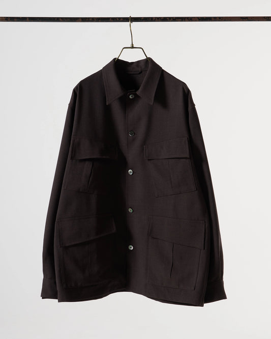 TW twill dress fatigue shirt jacket (Brown)