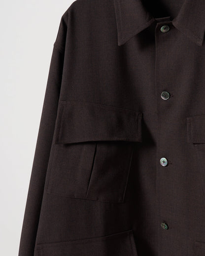 TW twill dress fatigue shirt jacket (Brown)