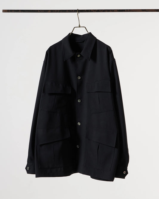 TW twill dress fatigue shirt jacket (Black)