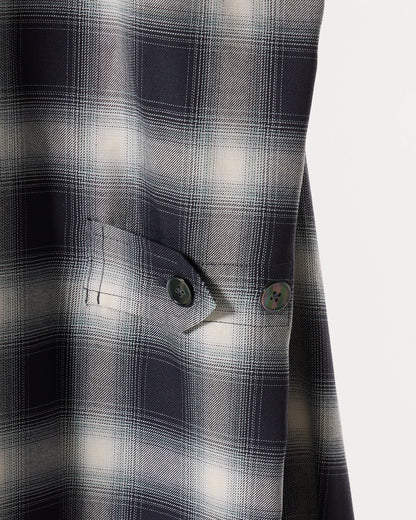 Rayon twill ombre check dress fatigue shirt jacket (Black ombre check)