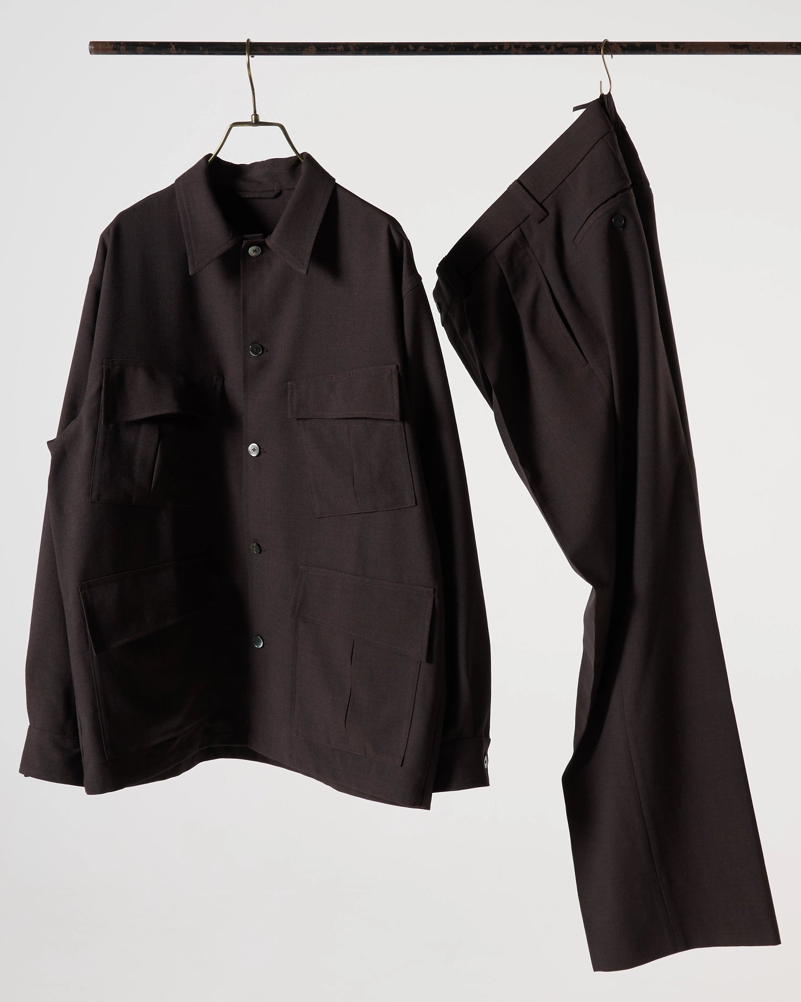 TW twill dress fatigue shirt jacket (Brown) – SabiN