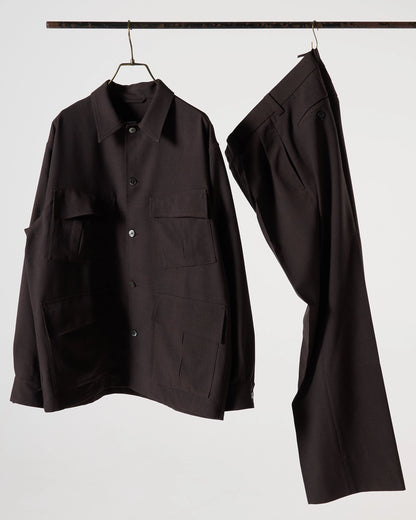 TW twill dress fatigue shirt jacket (Brown)