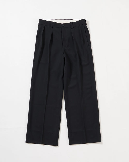 TW twill wide straight trousers (Black)