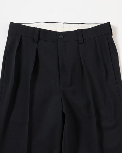 TW twill wide straight trousers (Black)