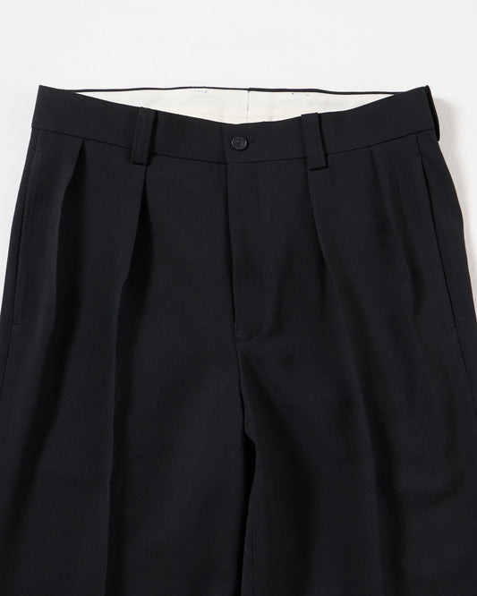 TW twill wide straight trousers (Black)