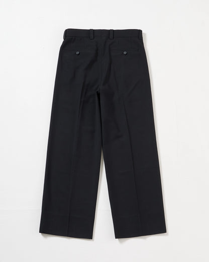 TW twill wide straight trousers (Black)