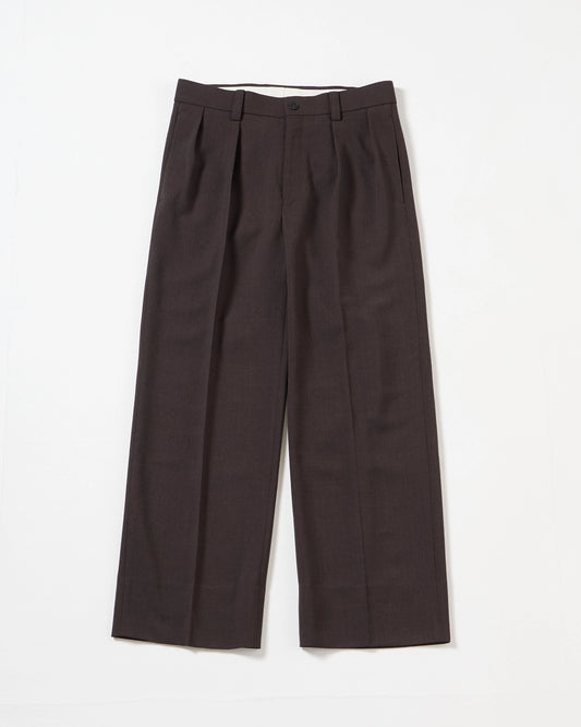 TW twill wide straight trousers (Brown)