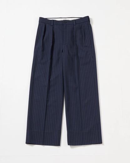 TW twill wide straight trousers (Stripe navy)