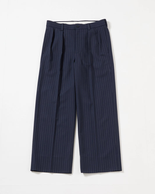 TW twill wide straight trousers (Stripe navy)
